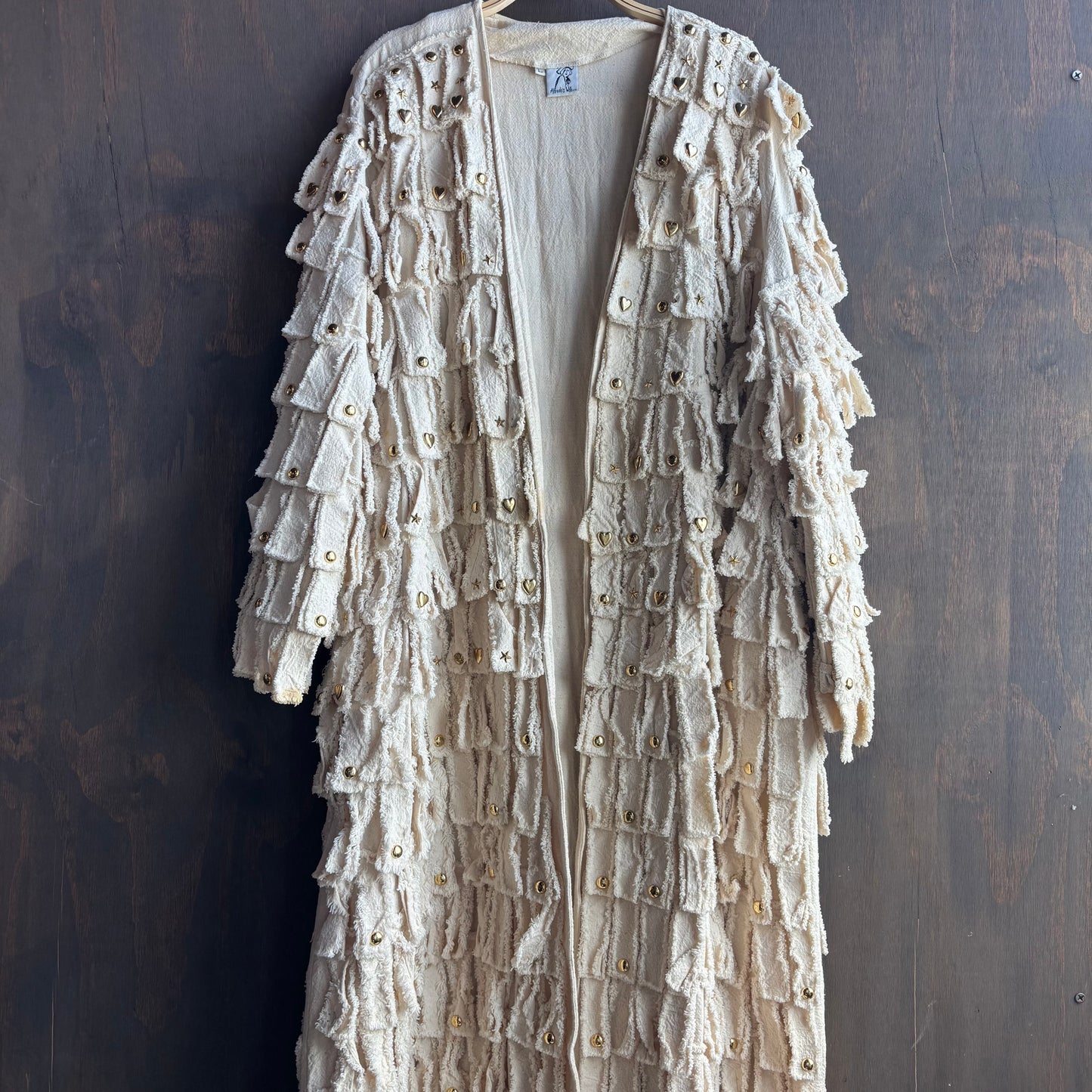 Vintage Bedazzled Cream Fringe Duster