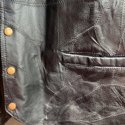 Vintage black leather patchwork vest