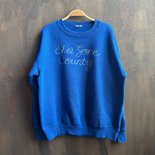 Custom Blue "She's Gone Country" Sweatshirt