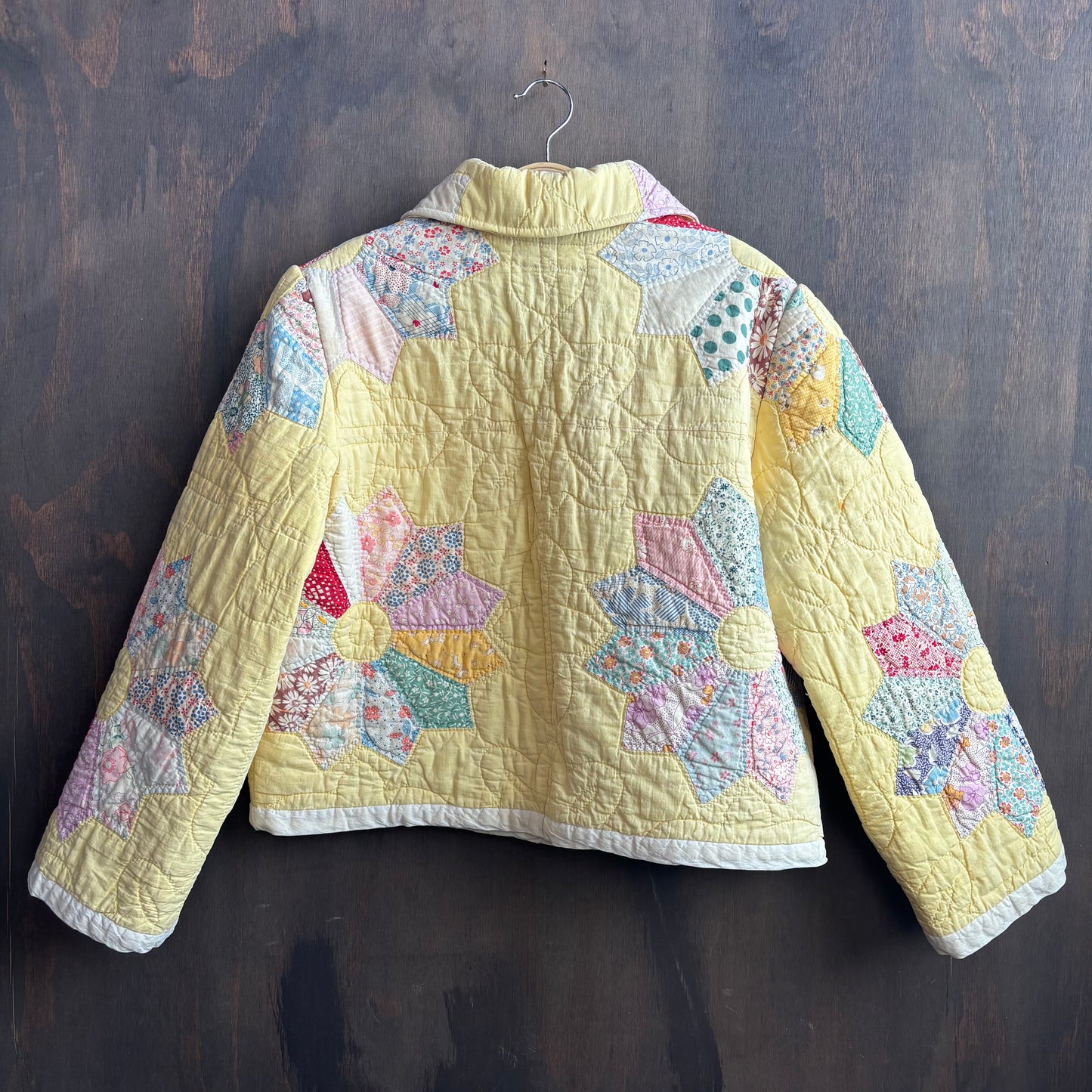 Vintage Yellow Starburst Cropped Quilt Jacket