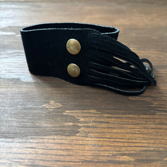 Black Leather Cuff Bracelet