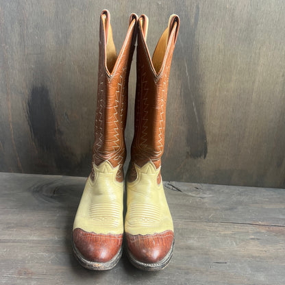 Tony Lama Two-Tone Leather and Lizard Boots