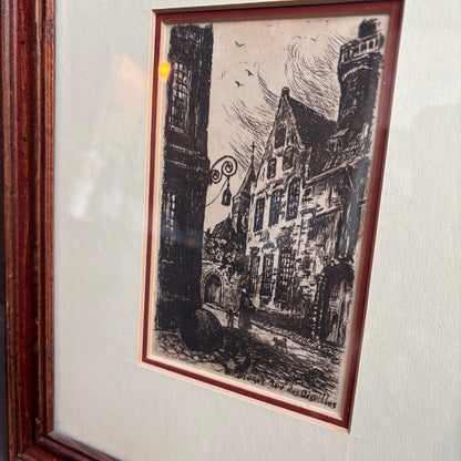 Bruges Rue des Aiguilles Etching