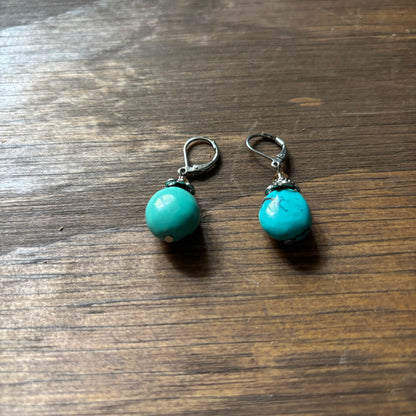 Faux Turquoise Teardrop Earrings