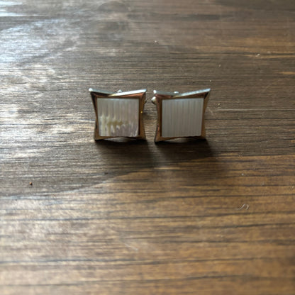 Vintage White Square Cufflinks