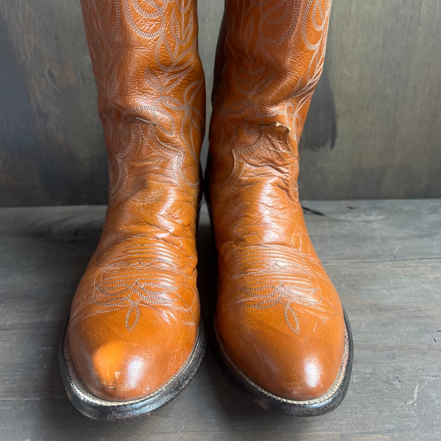 Justin Tan Leather Cowboy Boots