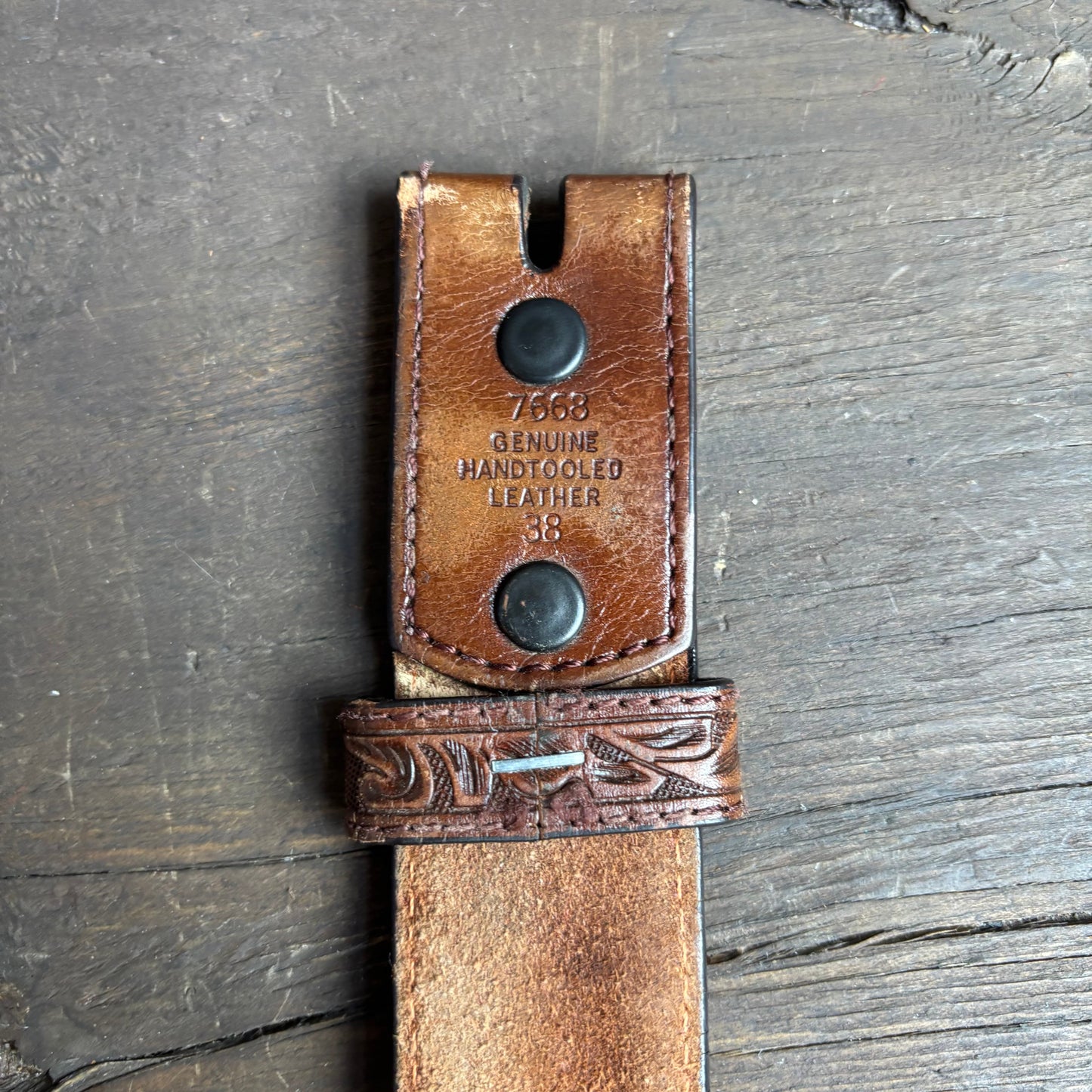 Tooled Leather Embellished Belt