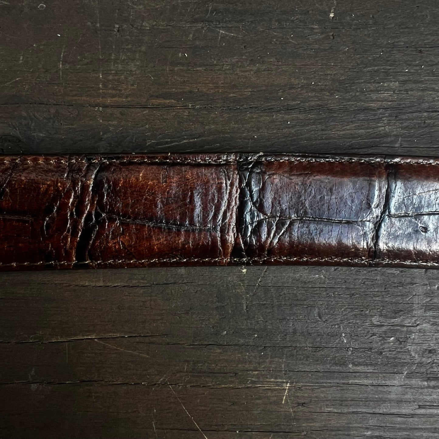 Dark Brown Embossed Leather Belt