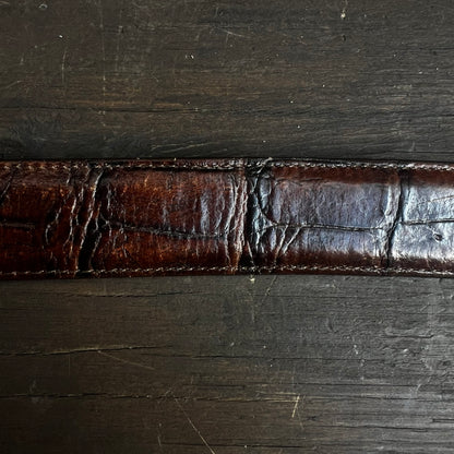 Dark Brown Embossed Leather Belt