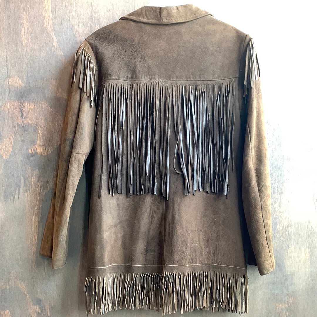 Brown fringed leather jacket