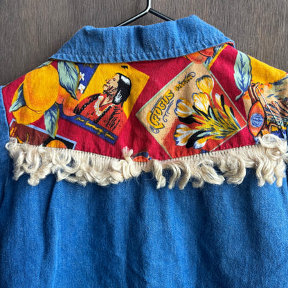 Kids Embellished Denim Button Up