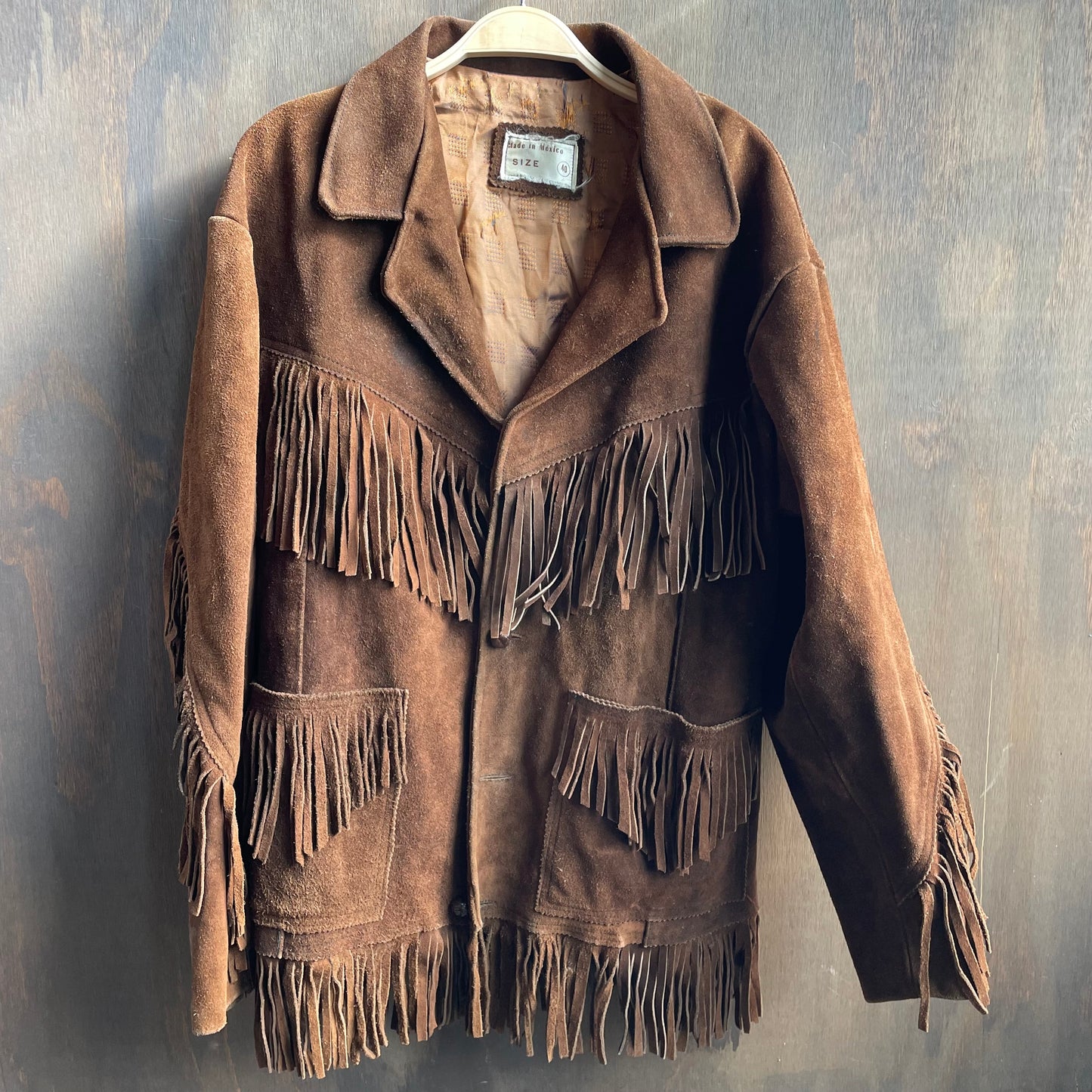 Vintage brown suede fringe jacket