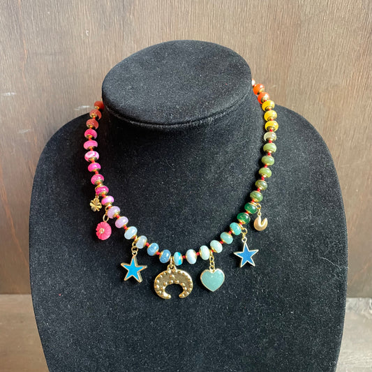 Ostrich moon moon charm necklace