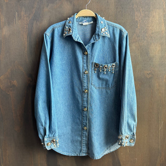 Vintage Bedazzled Button Up Shirt