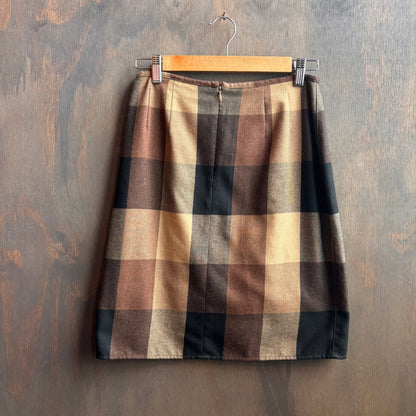 Vintage Brown Plaid Skirt