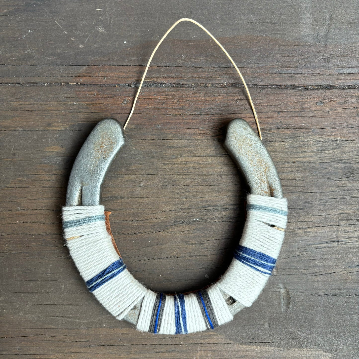 White Thread Wrapped Hanging Horseshoe