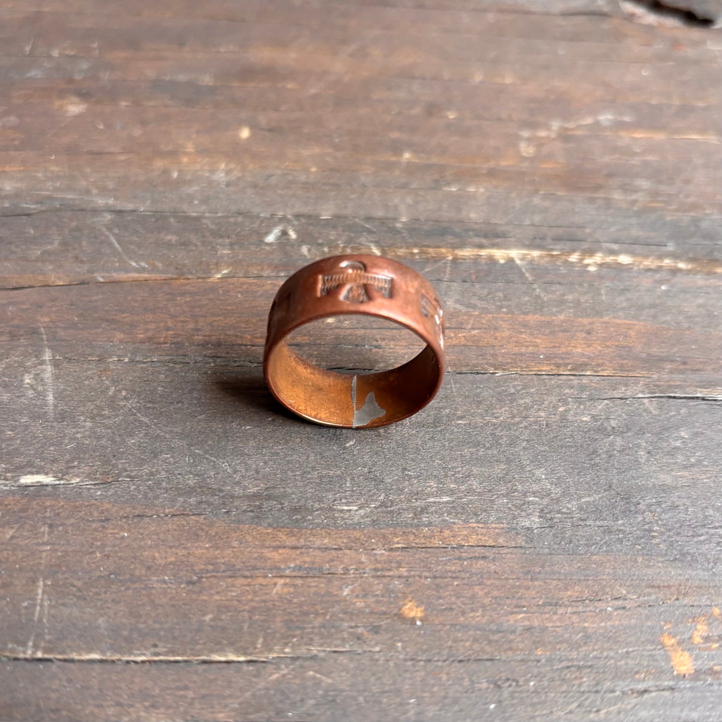Stamped Copper Thunderbird Ring