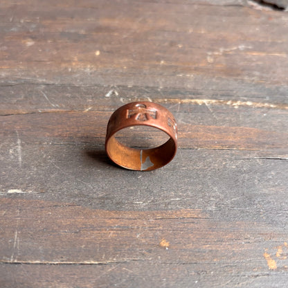 Stamped Copper Thunderbird Ring