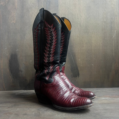 Panhandle Slim Burgundy and Black Two-Tone Boots