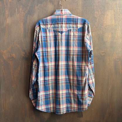 Vintage Roper Blue Gingham Pearl Snap