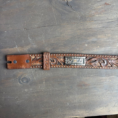 Tooled Leather Embellished Belt