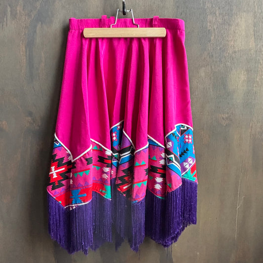 Pink Fringed Square Dancing Skirt