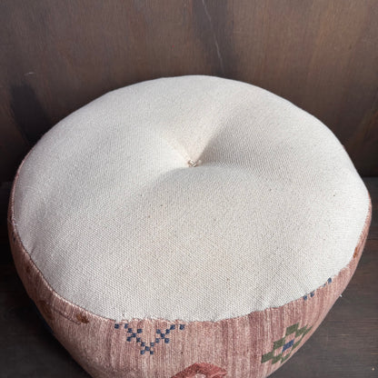 Beige Embroidered Ottoman