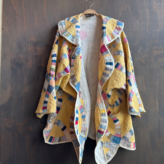 Vintage Yellow Cocoon Quilt Jacket