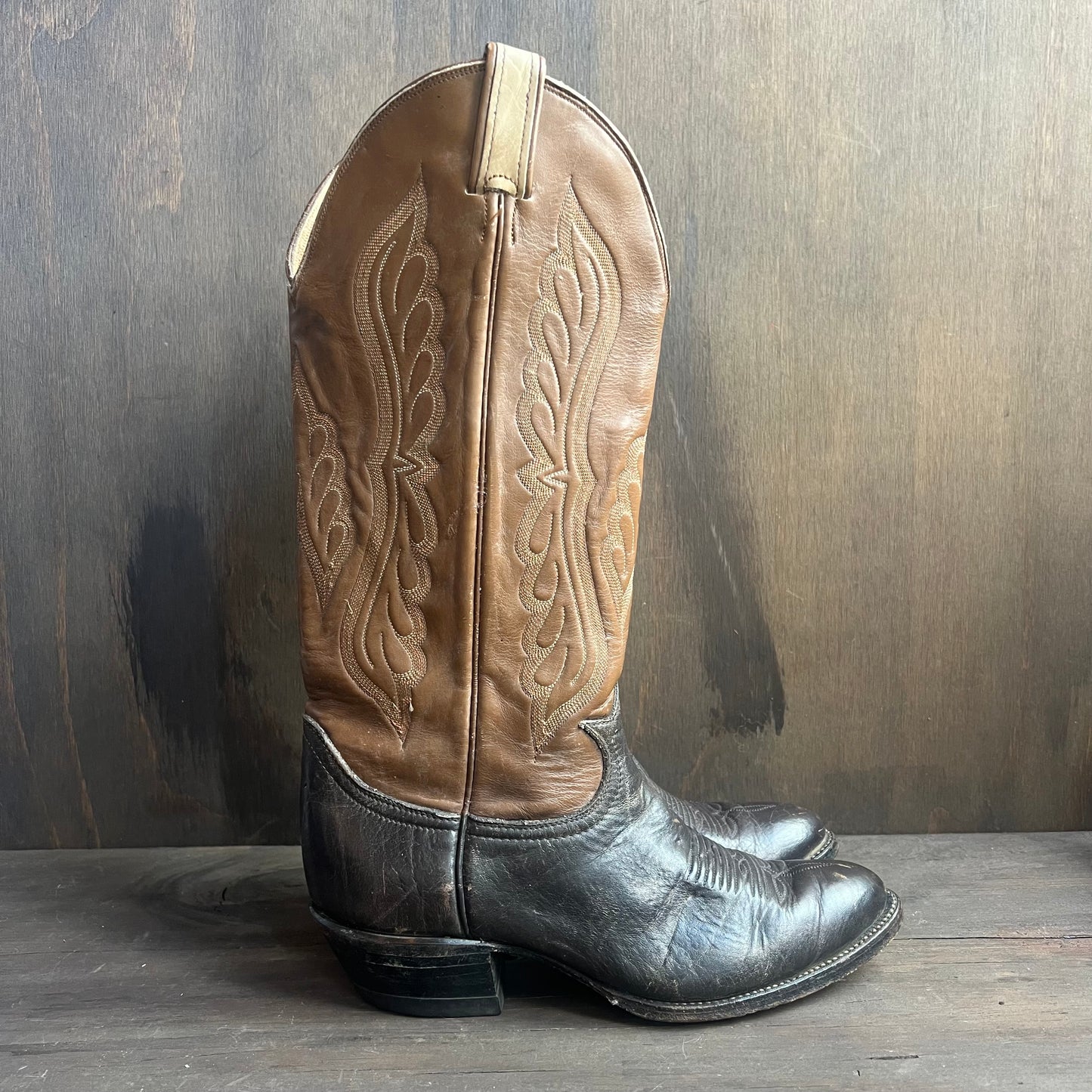 Tony Lama Two-Tone Leather Cowboy Boots