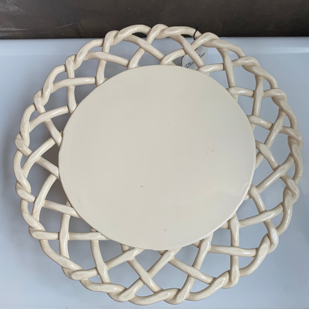 Primo'GI Ceramic Cake Plate With Woven Edge