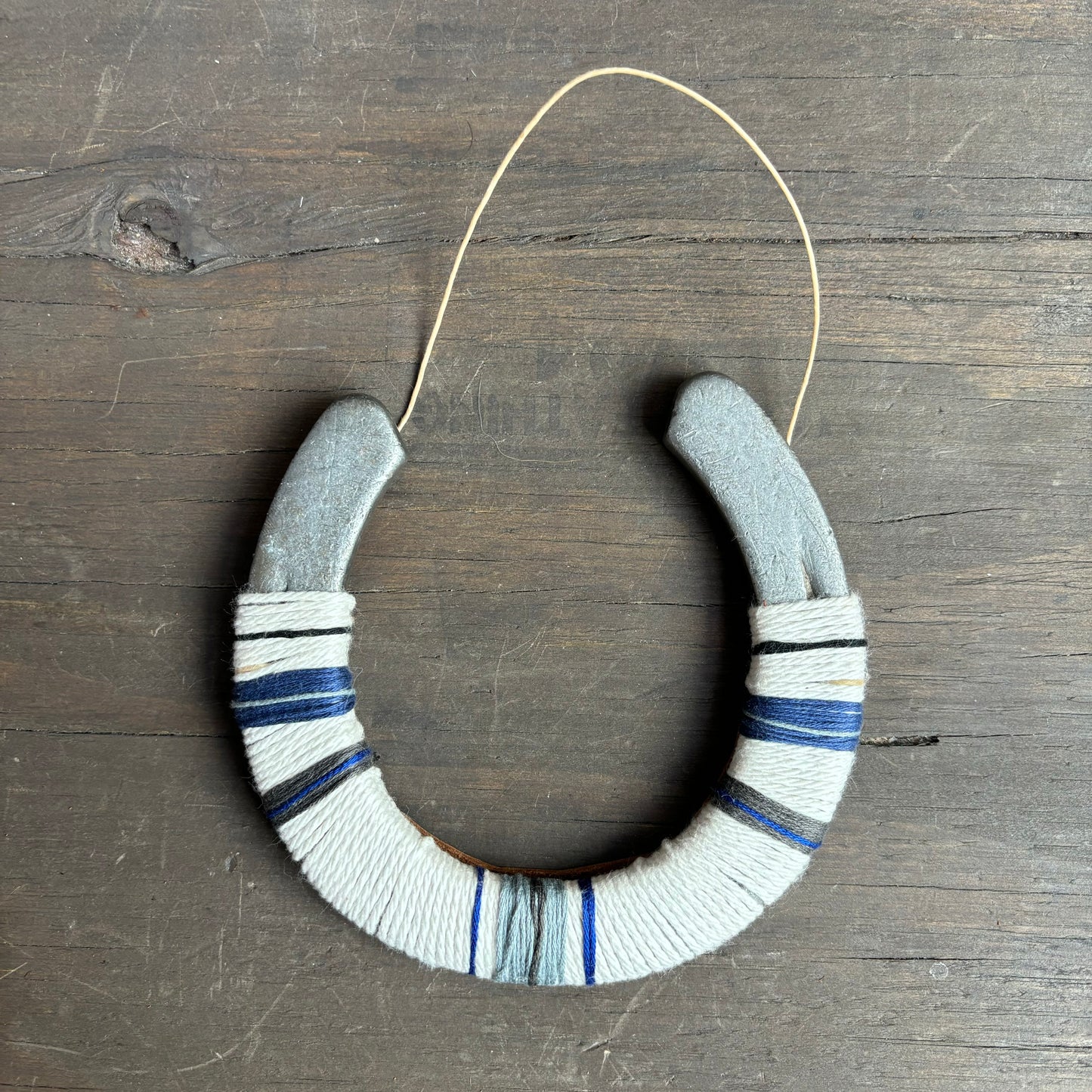 White Thread Wrapped Hanging Horseshoe