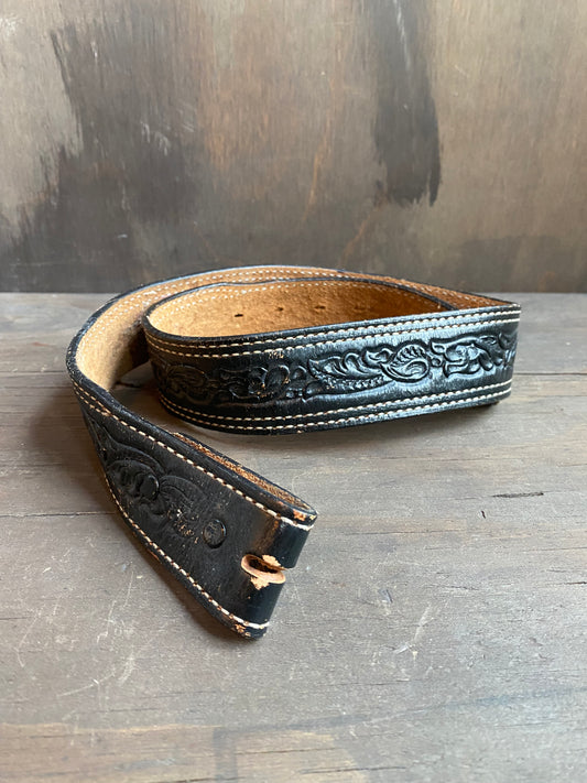 Black tooled leather belt