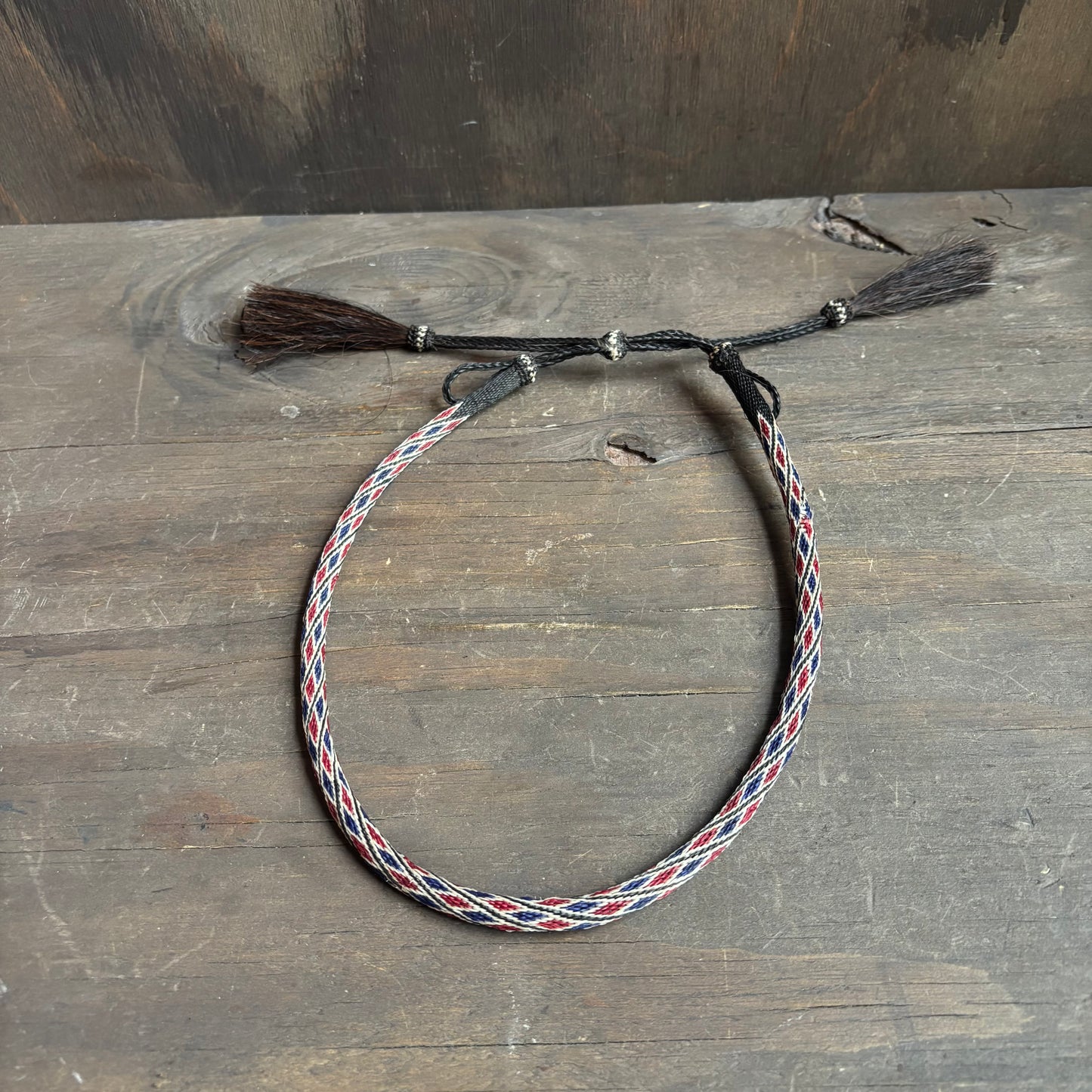 Red and Blue Horsehair Hat Band