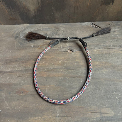 Red and Blue Horsehair Hat Band
