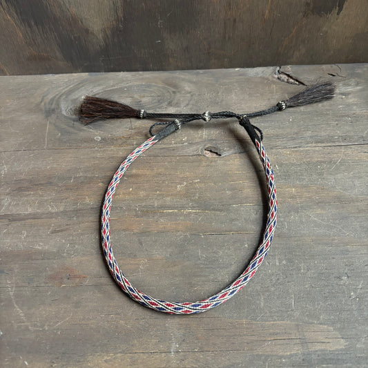 Red and Blue Horsehair Hat Band