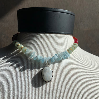 Ostrich Moon Moonstone Necklace