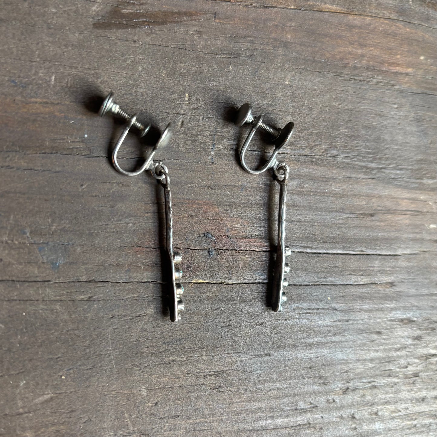 Silver Line Dangle Clip Earrings