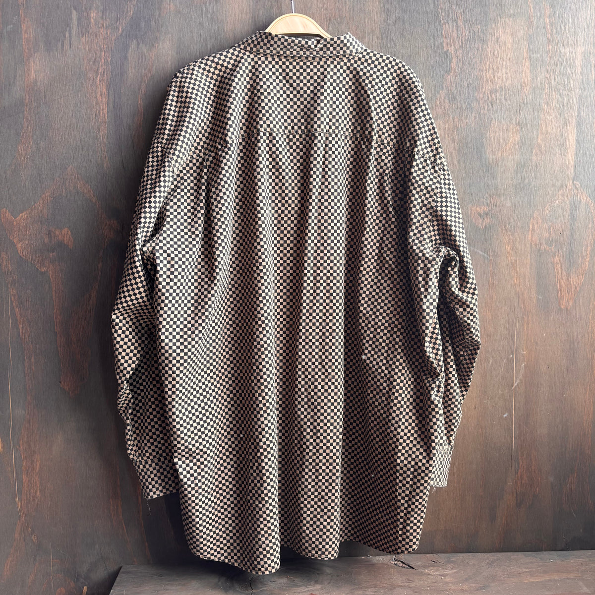 Beige Checkered Button Up