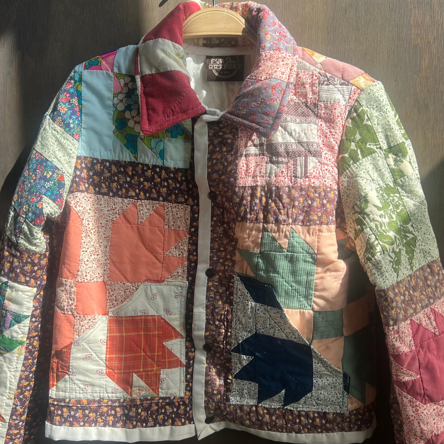 Vintage Colorful Quilt Cropped Jacket