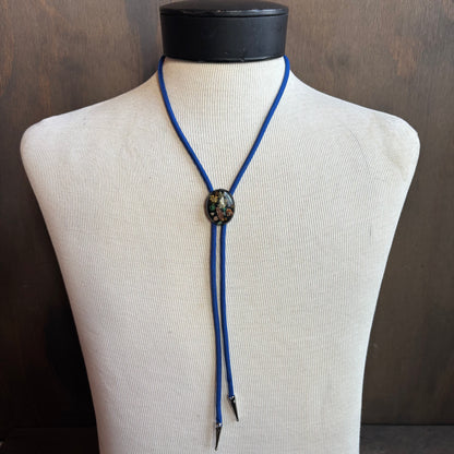 Resin Multi-Stone Bolo on Blue Tie