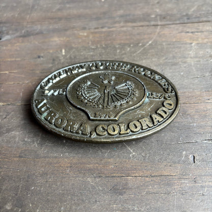 Brass Aurora CO Belt Buckle
