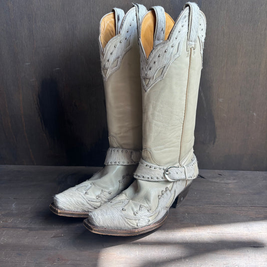 Diamond T Cream Cowhide Boots