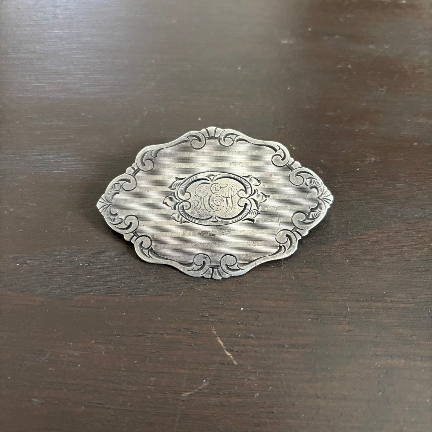 Vintage Sterling Silver Monogram Brooch