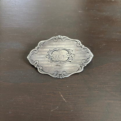 Vintage Sterling Silver Monogram Brooch