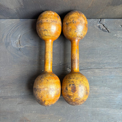 Antique Spaulding Wood Dumbbells