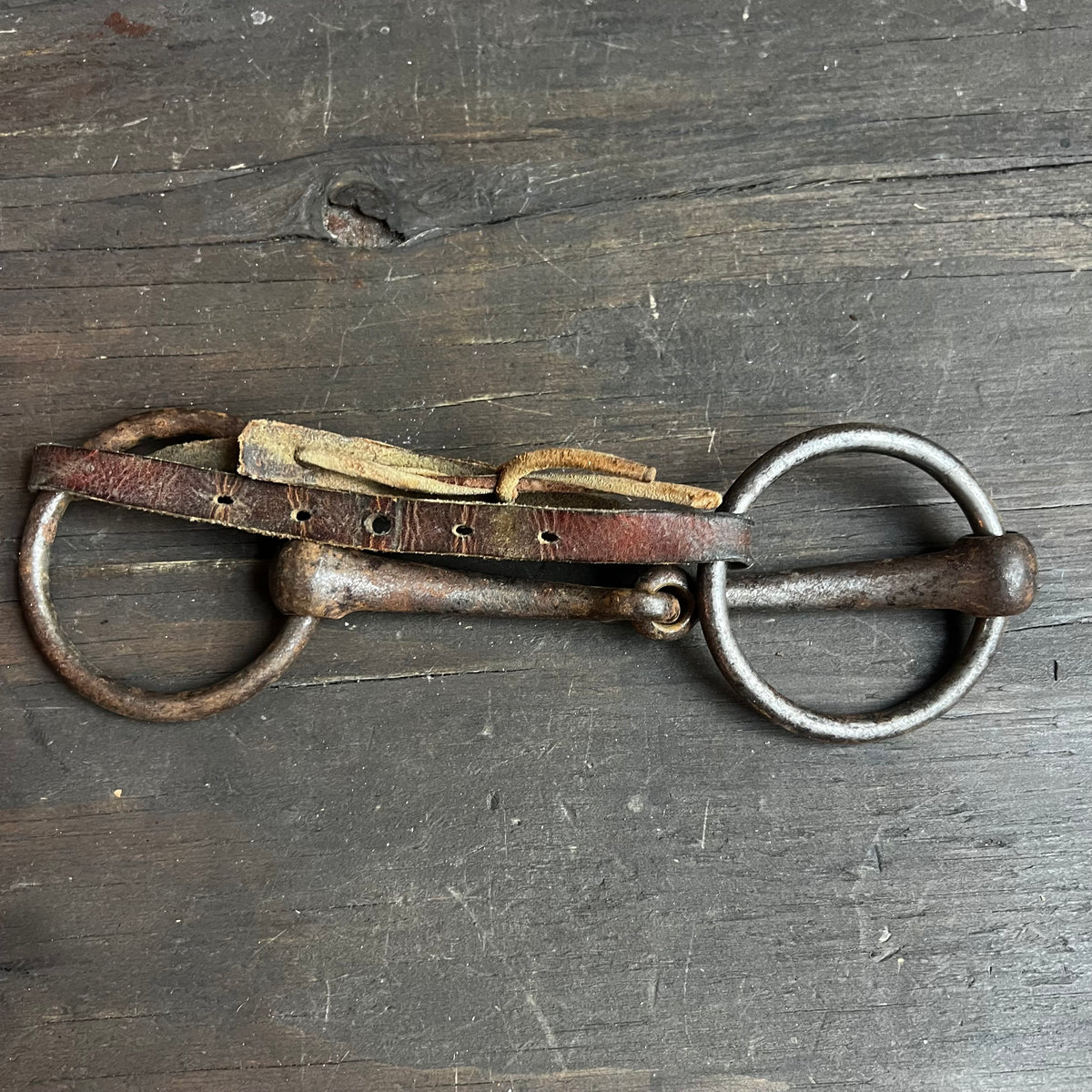 Vintage Decorative Bridle Bit with Leather Strap