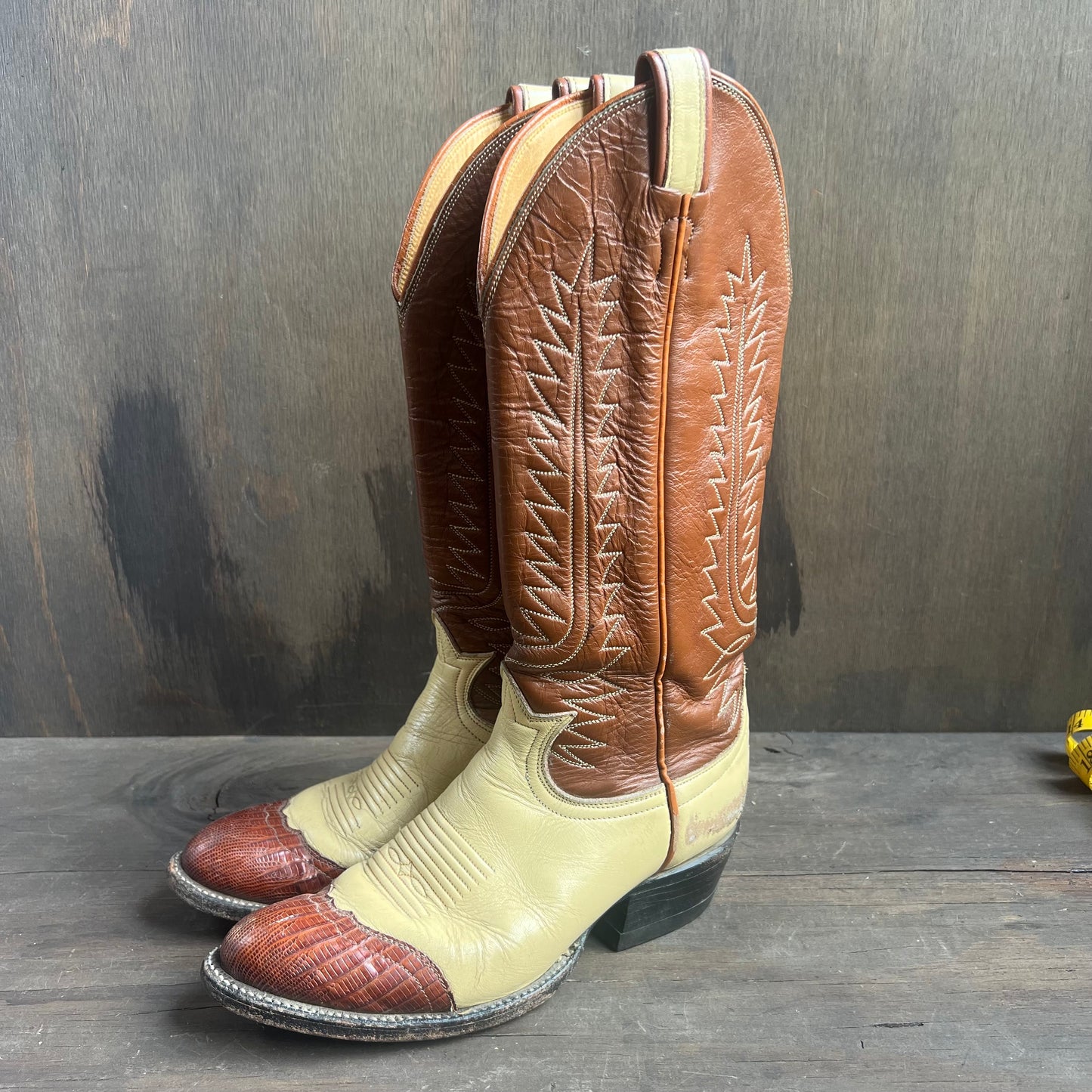 Tony Lama Two-Tone Leather and Lizard Boots