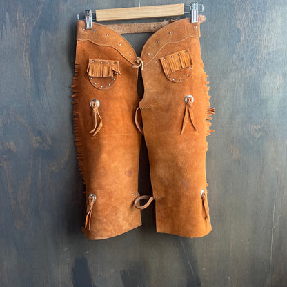 Kids Burnt Orange Leather Chaps and Vest Set