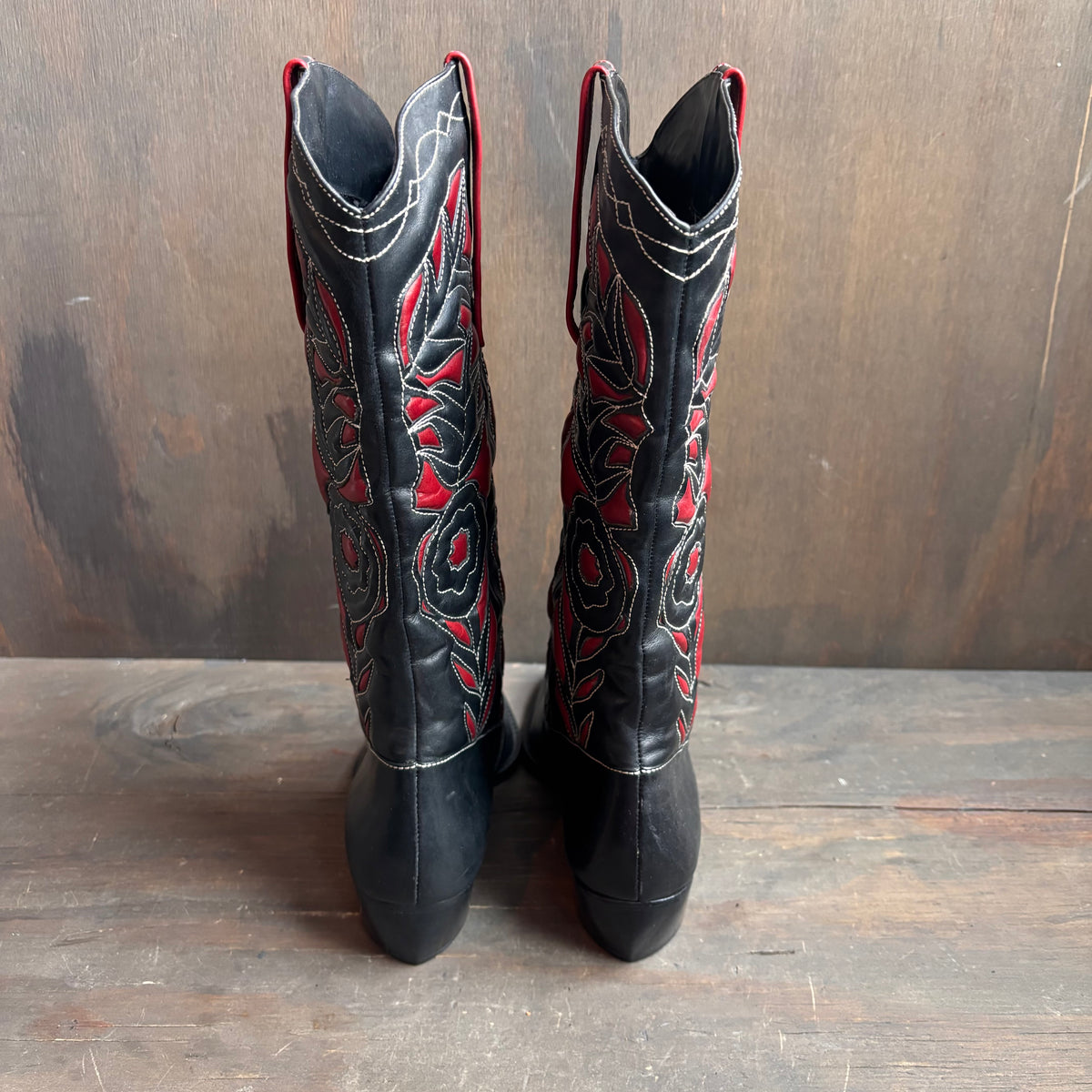 Two-Tone Floral Boots