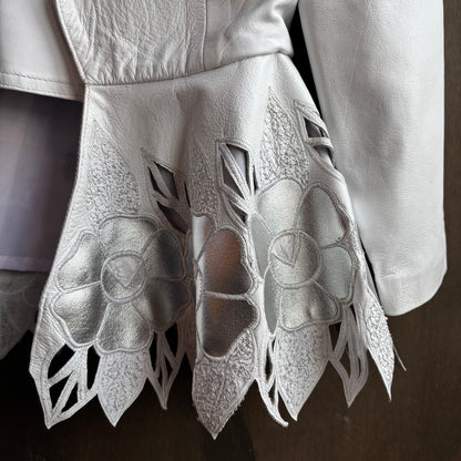 Vintage White and Silver Leather 3-Piece Set